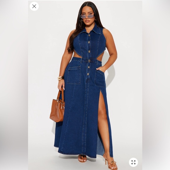Fashion Nova Blue Denim Maxi Dress - Picture 3 of 6